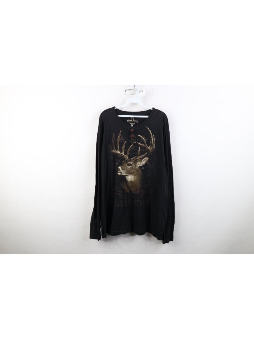Vtg Y2K Streetwear Mens XL Faded Deer Buck Hunting Long Sleeve Henley T-Shirt